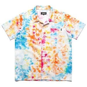 Chrystie NYC Rainbow Tie Dye Short Sleeve Button Down Shirt Men’s Size Large $89